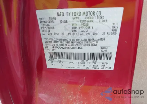 2008 Ford Escape Xls z USA, uszkodzony, nr VIN 1FMCU02Z98KD08454